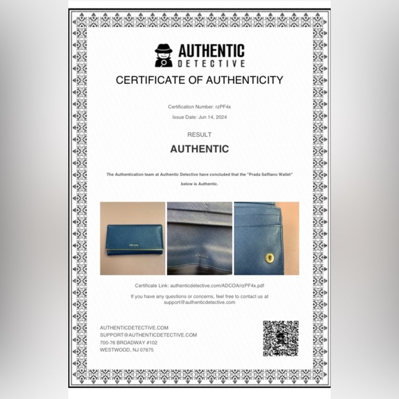 Prada Saffiano Metal Bar Continental Flap Wallet in Bluette - GUC - Picture 12 of 12